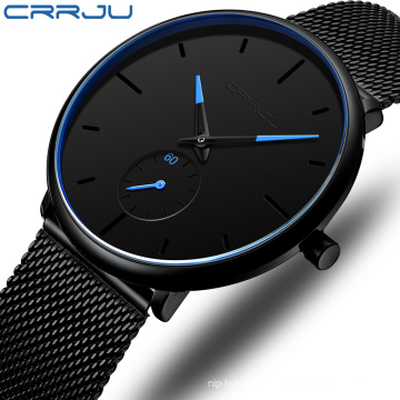 CRRJU Fashion Mens Watches Ultra Thin Quartz Watch Men 2020 New Casual Mesh Belt Waterproof Stylish Watches Relogio Masculino